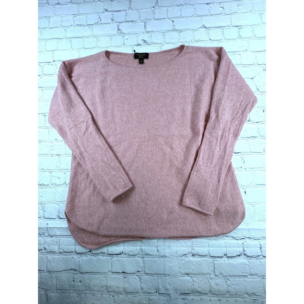 Charter Club Cashmere Sweater Womens L Pink Good Boat Neck High Low Hem